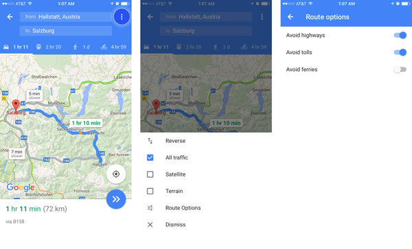 Disabling Highways in Google Maps