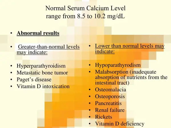Normal Levels of Serum Calcium