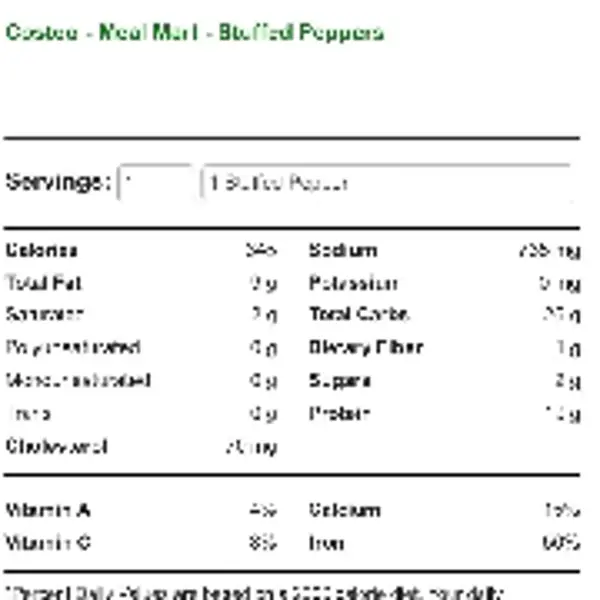 costco stuffed bell peppers nutrition