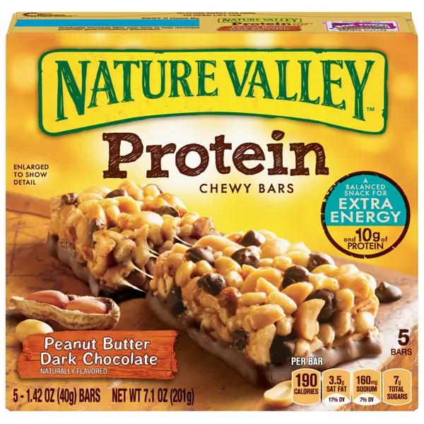nature valley peanut and chocolate protein bar calories