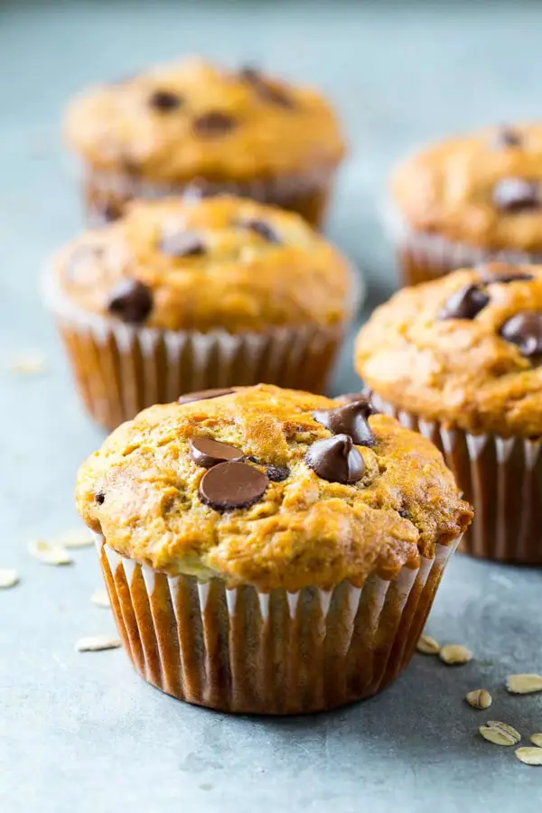 healthy protein banana chocolate chip muffins