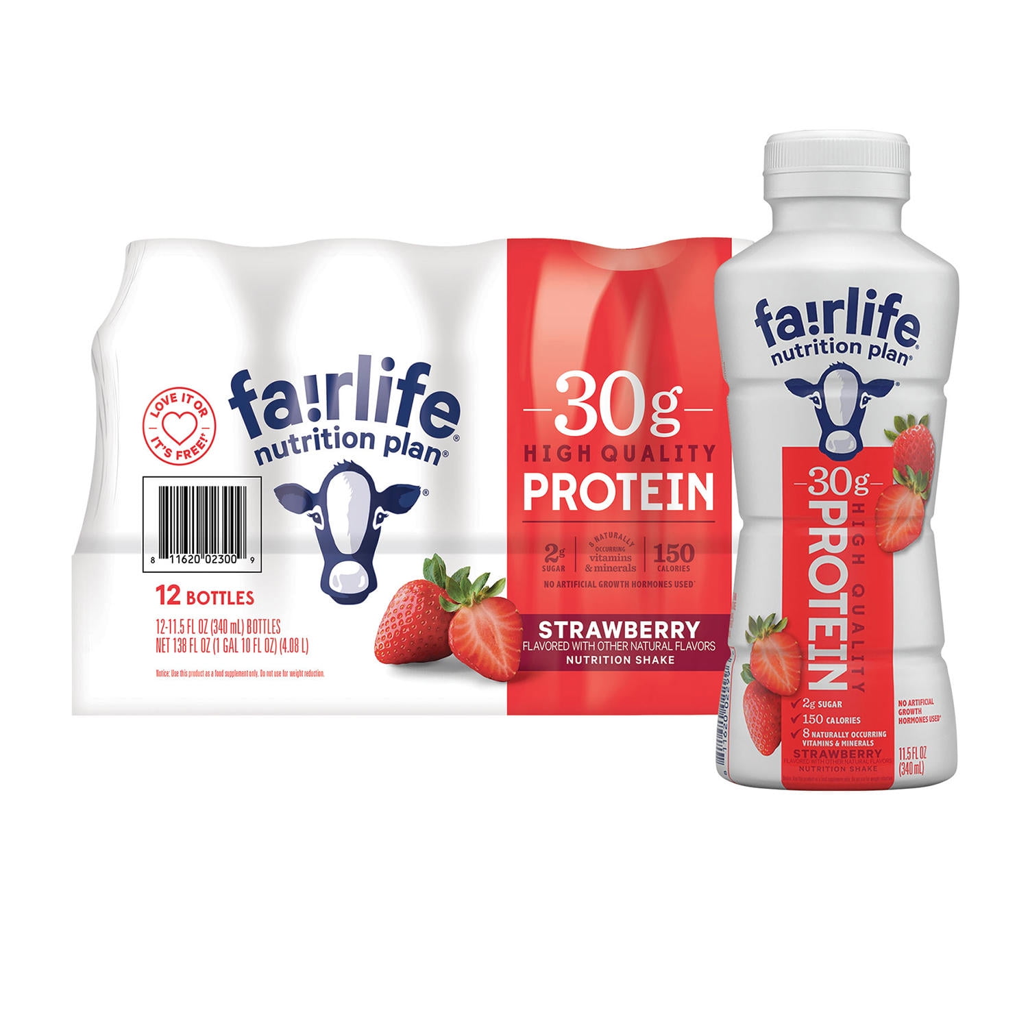 fairlife nutrition plan strawberry 30g protein shake 11.5 fl oz 12pk