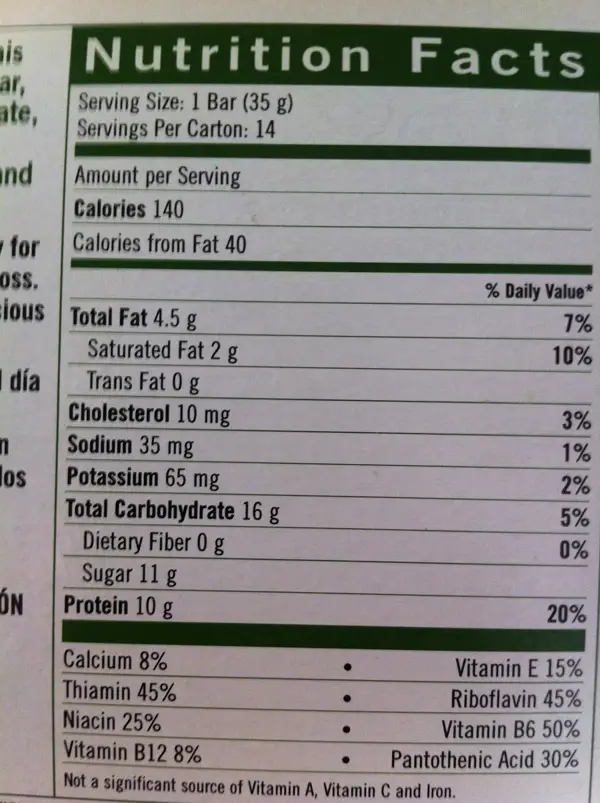 herbalife protein bar nutrition facts