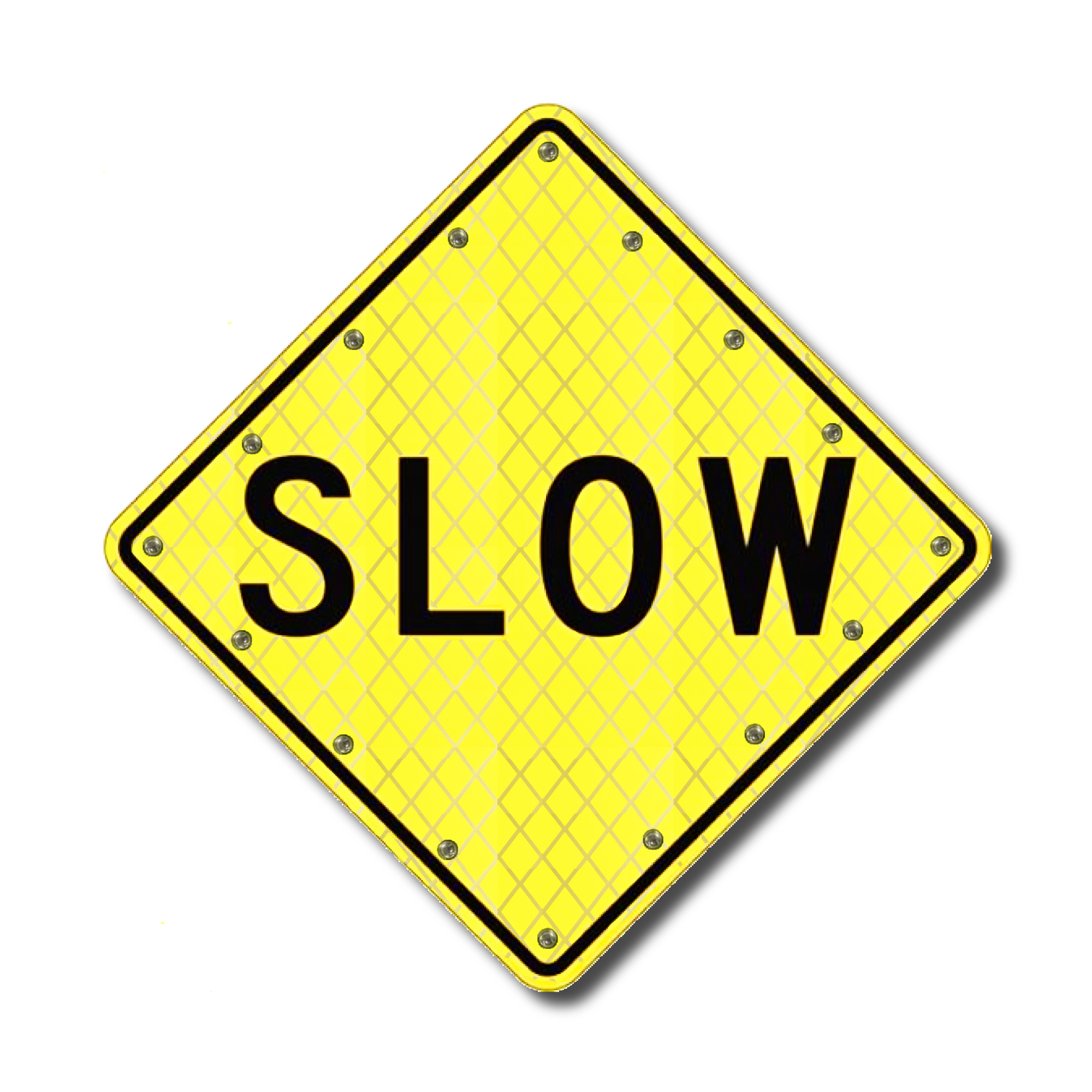 slow down sign with lights